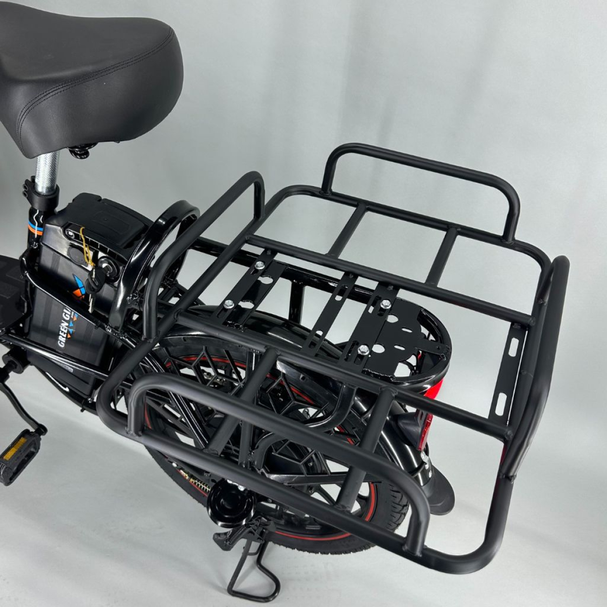 Електровелосипед Green Giant 600W, 48V, 18AH  Чорний з вантажним багажником, Фото - 7