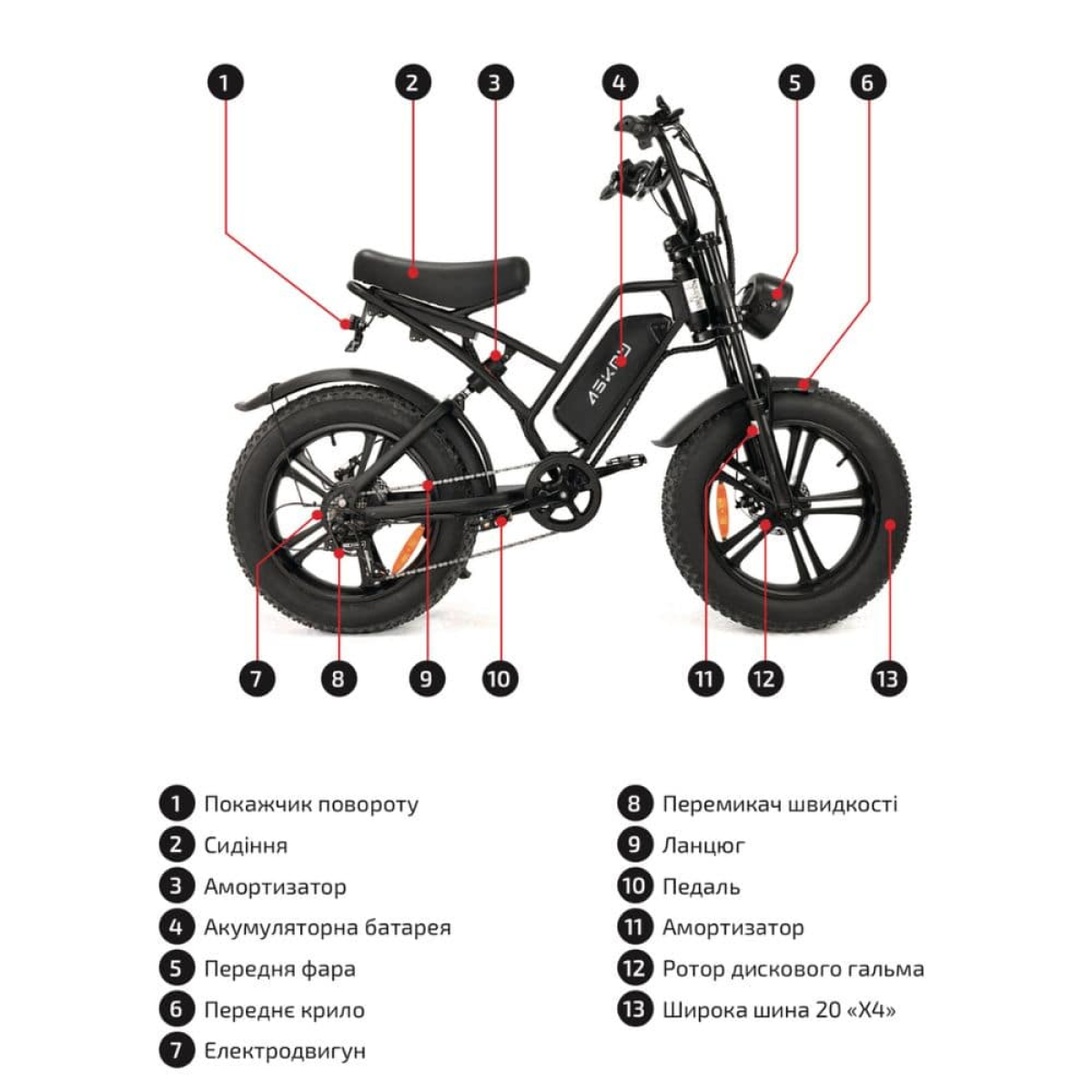 Електровелосипед ASKMY U22 Ultra 21Ah 60V PAS, Фото - 9